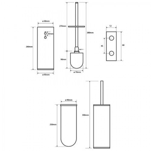 Perie toaleta din inox, Bemeta