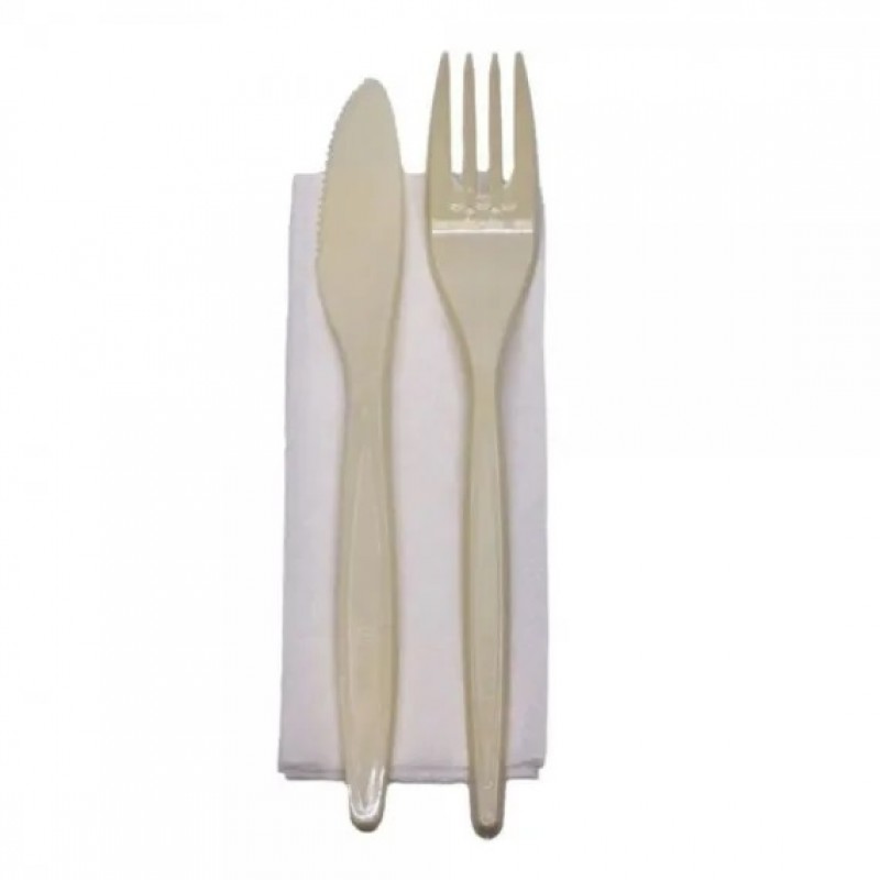 Tacâmuri BIS reutilizabile (Furculiță+cuțit+șervetel) 100 buc/set