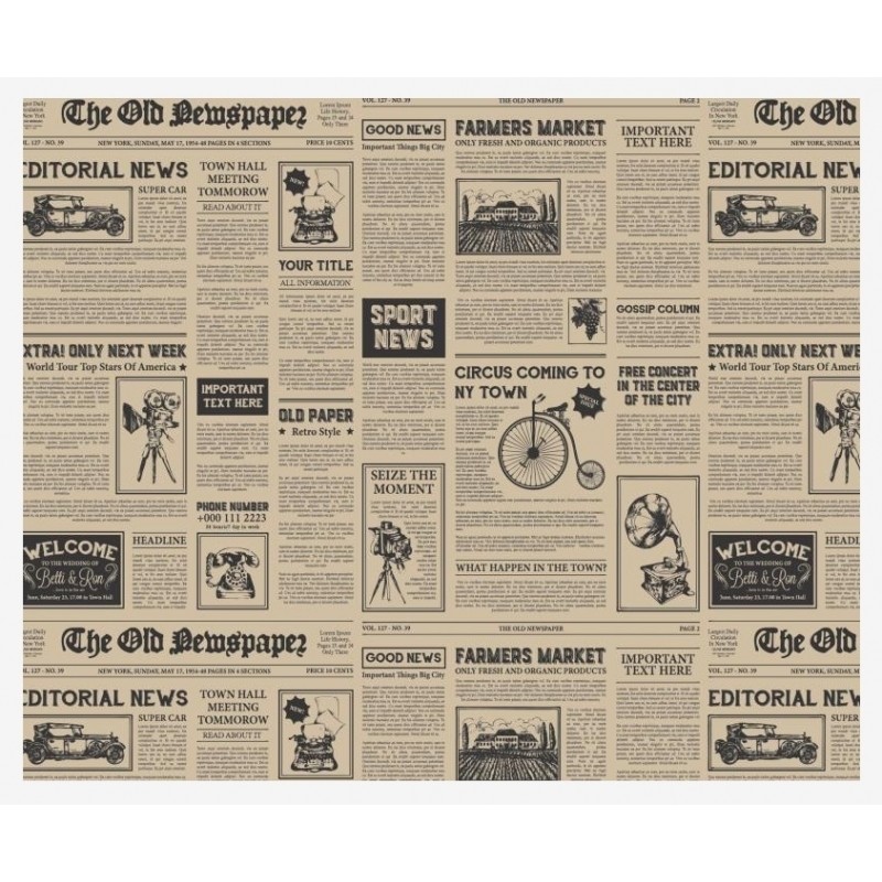 Napron hartie natur, model ziar, 30x40cm, 1000 bucati / set - NATUR 30x40cm - 1000 buc.