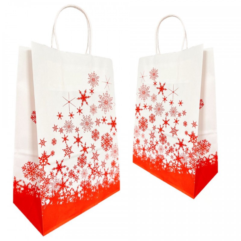 Sacosa imprimata stelute rosii - 22x12x31cm - 100 buc