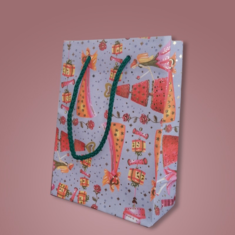 Punga albastra model confeti - 16x8x22cm - 100 buc