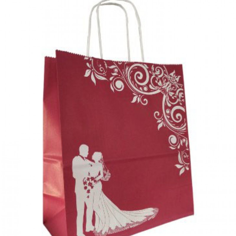 Sacosa hartie miri bordo - 22x11x25.5cm - 100 buc