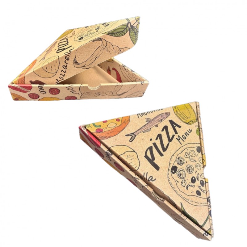 Coltar pizza imprimat, cu capac - 22X4X22 cm -100 BUC. Coltar pizza imprimat, cu capac - 22X4X22 cm -100 BUC.