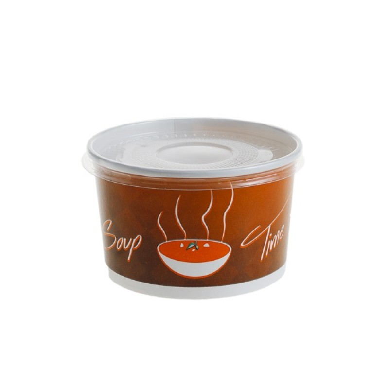 Bol supă carton color cu capac ,16 oz, 480 ml, 50 buc/set