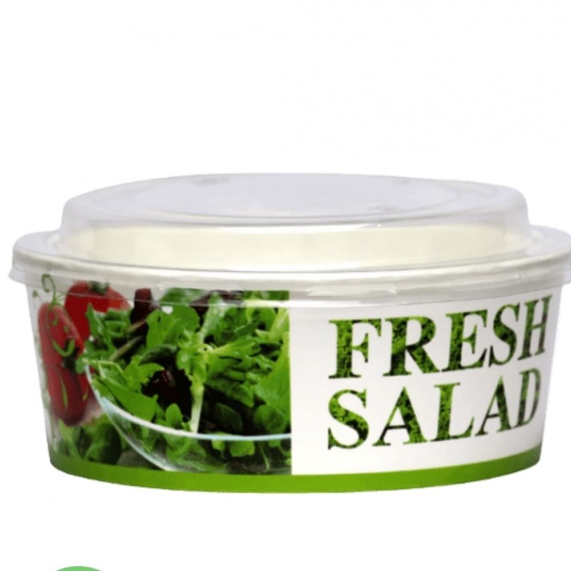 Bol salată carton imprimat+capac 1300 cc FRESH, 50 buc/set