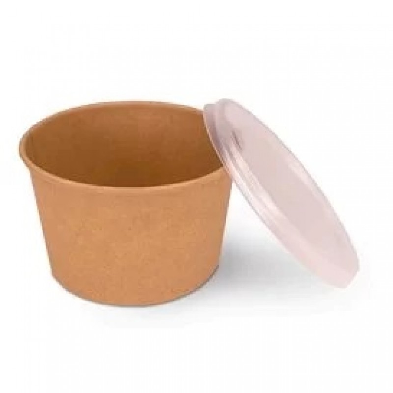 Bol supă carton kraft 520 ml +capac PP, 50 buc/set