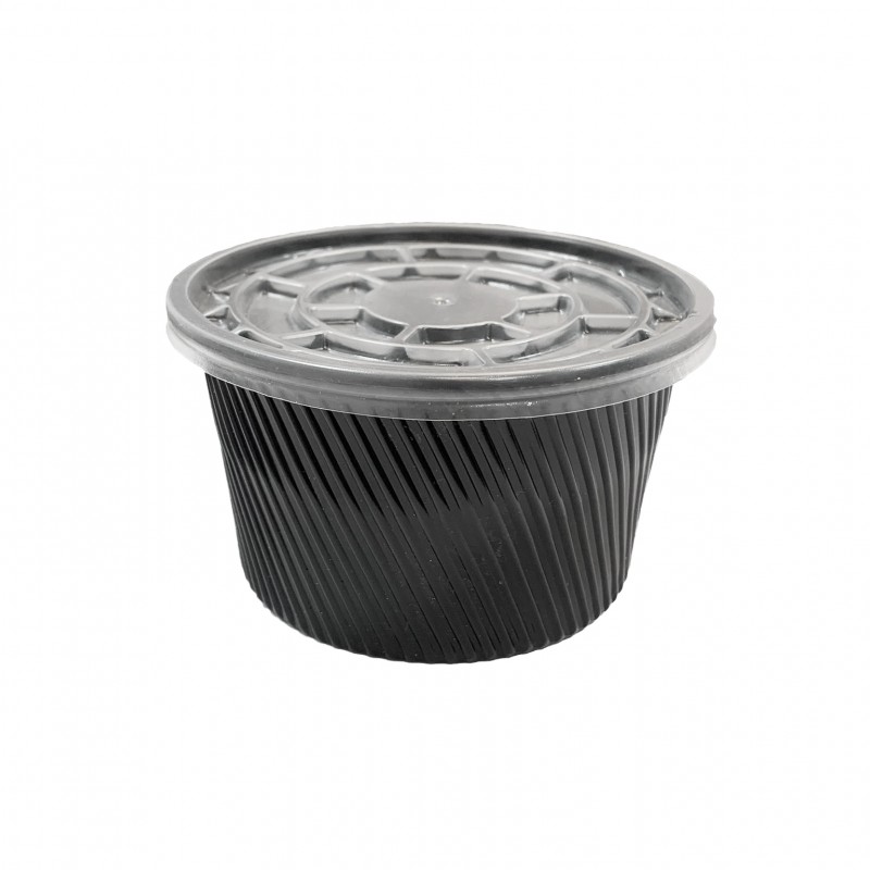 Bol supă PP negru cu capac 500 ml, 50 buc/set