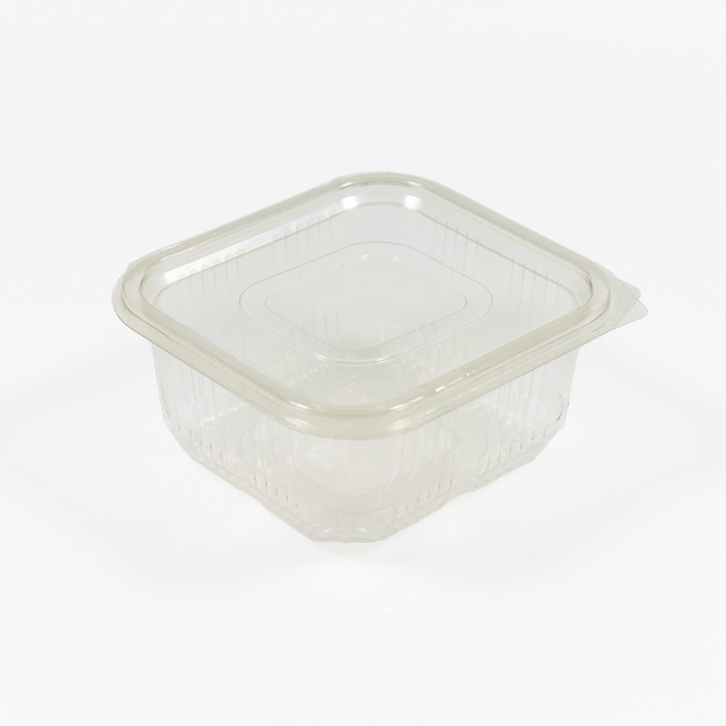 Caserolă PET cu capac atasat 500 ml, 100 buc/set