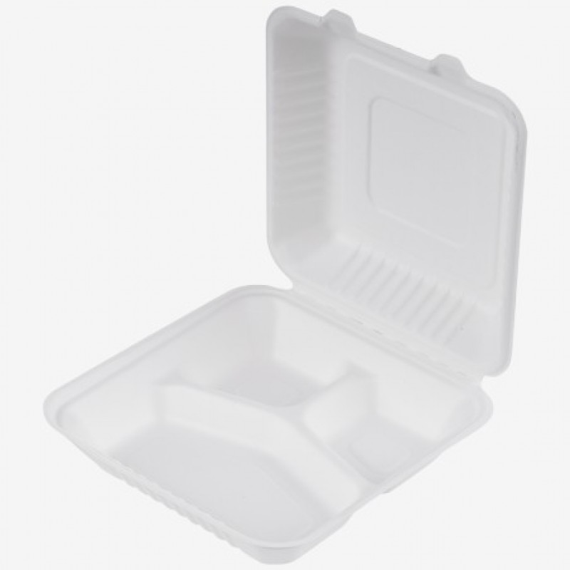 Caserolă meniu bio 3 compartimente 23.6x22.9x8.5 cm, 50 buc/set