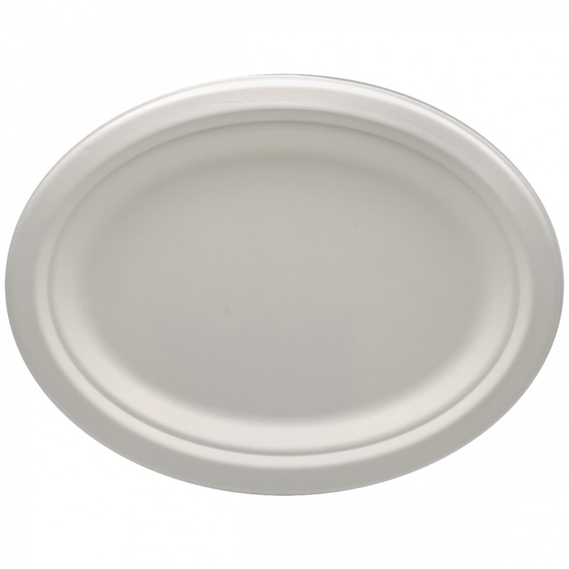 Platou oval biodegradabil trestie 26x20 cm, 50 buc/set